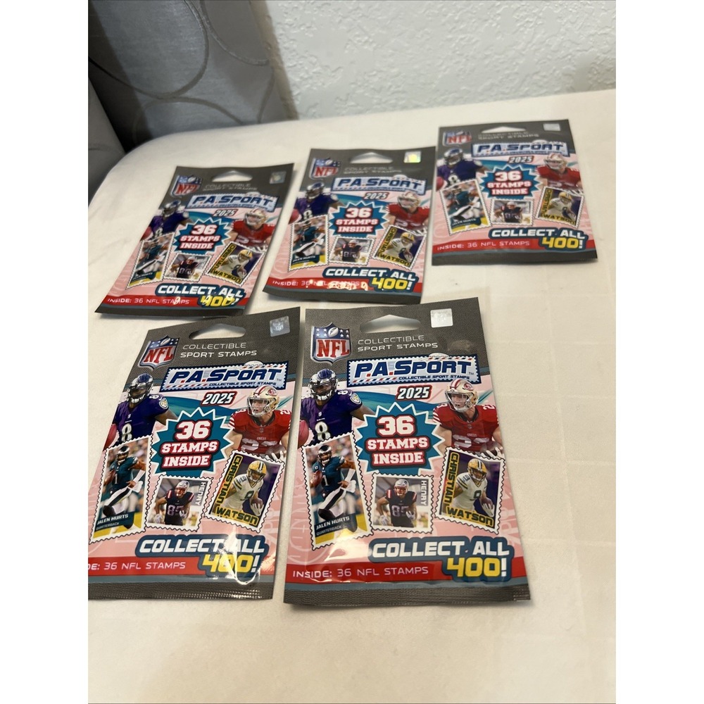 Lot Of 5 P.A. Sport 2025 NFL Series Collectible Sport Stamps 36 NFL Stamps NEW